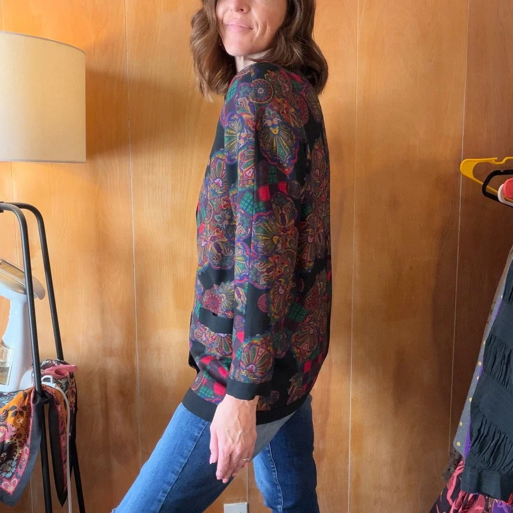 Vintage Gallant Paisley‎ Plaid Print Button Front Jacket Size Large